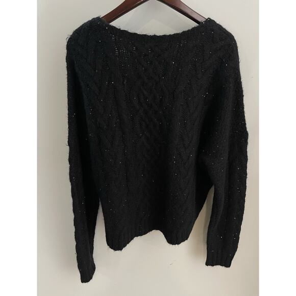 Ralph Lauren v-neck sequined alpaca wool blend sweater black NWT sz XL $195.00 - Picture 5 of 6